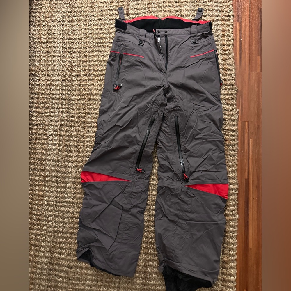 Gray and Red Outdoor Snow Pants